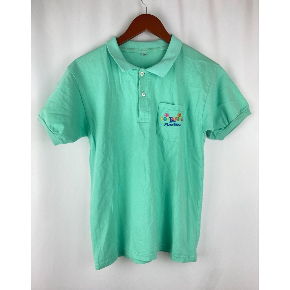 Pura Vida Costa Rica Embroidered Butterfly Womens S Mint Green Polo Beach Resort